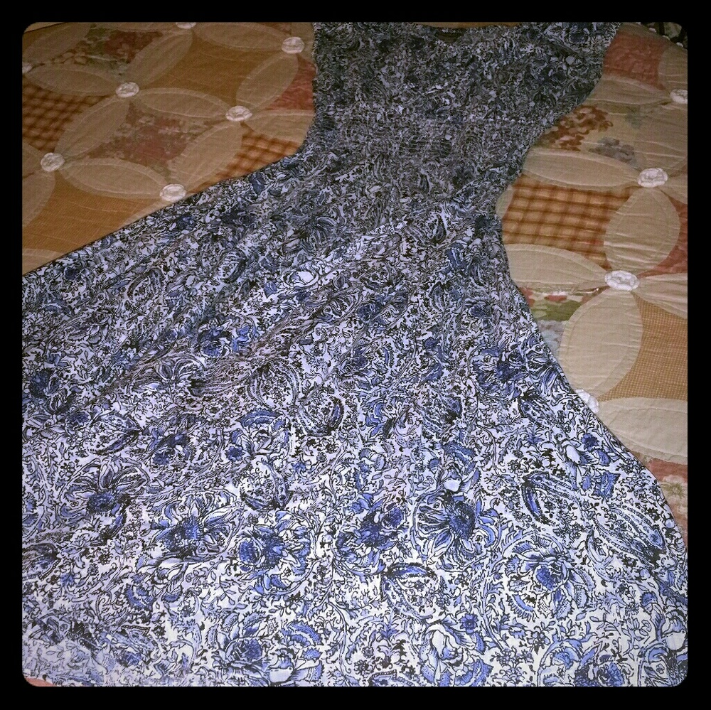 Blue & White Peasant Style Dress
